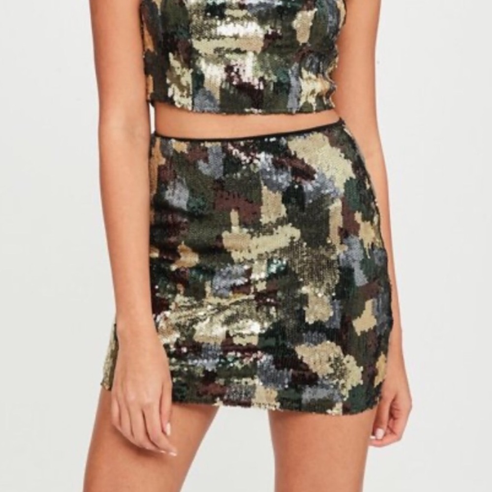 Missguided‎ x Carli Bybel Sequins Camo Mini Skirt